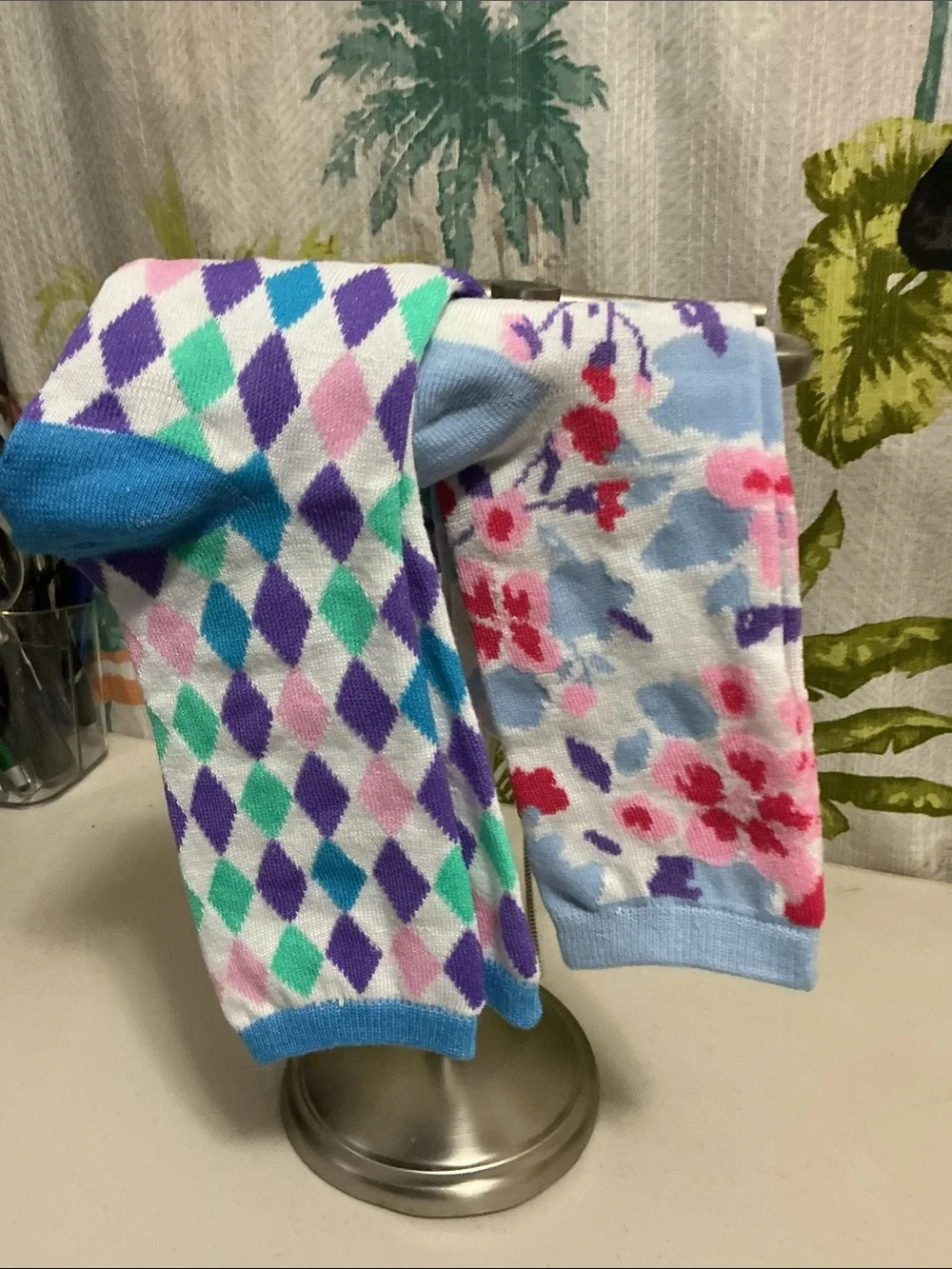 Socks colorful size 8/11 stretchy 2 pair bundle